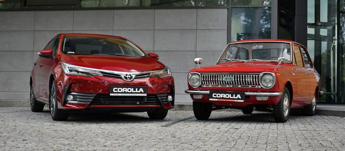 new and old corolla car